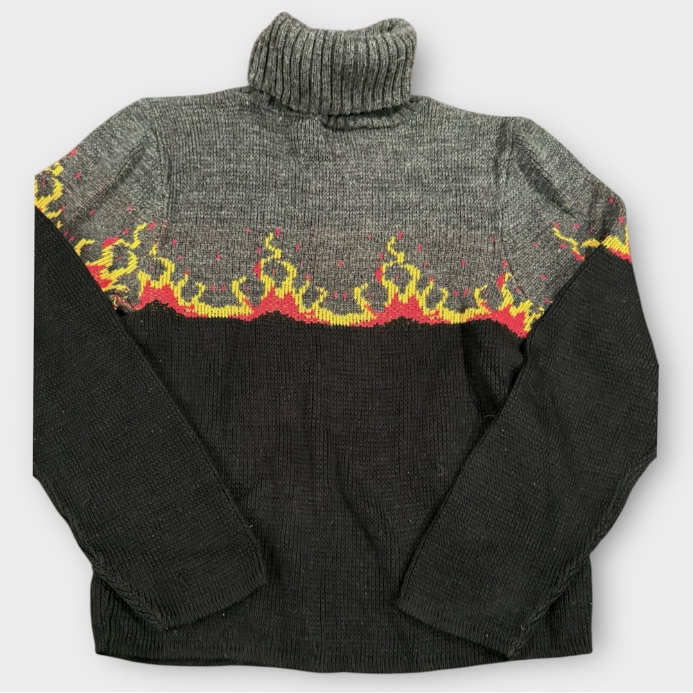 Vintage Fire Turtleneck Sweater by Beware! Sz Small